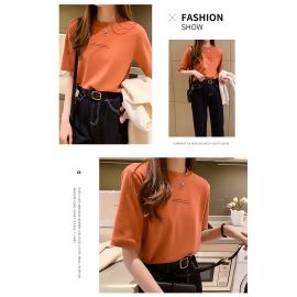 تيشيرت نسائي بأكمام قصيرة فضفاض مريح