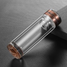 كوب من الزجاج عالي البورسليكات مع غطاء وفلتر ذو طبقتين بسعة 320 مل