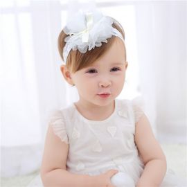 ربطة شعر بشكل زهرة من الشاش للفتيات المولودات 