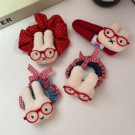 حلقة شعر بناتي بنمط أرنب مع نظارات لطيفة قطعتين 