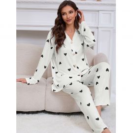 بجامة صيفية مكونة من فنيلة بأكمام وبنطال طويل لراحة مثالية