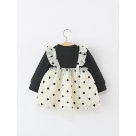 فستان بناتي منقط باكمام طويله