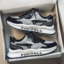  احذية من قماش شبكي بنعل سميك وباط أمامية للرجال 