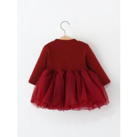 فستان بناتي باكمام طويله مزين بلؤلؤ