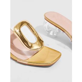 حذاء شفاف بكعب دائري