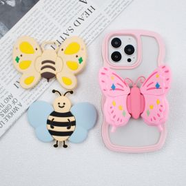 حامل جوال بقاعدة ثابتة ومشابك مرنة لقبضة آمنة بنمط فراشة / قطعتين