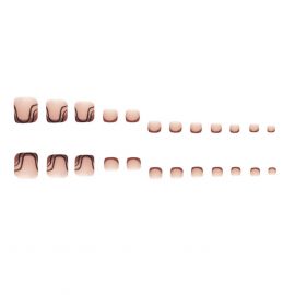 ملصقات أظافر قصيرة على شكل أنابيب متموجة من الشوكولاتة الباردة / 24 قطعة