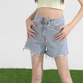 شورت جينز نسائي موضة جديدة بنطلون قصير مزدوج الازرار