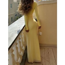 فستان نسائي طويل ضيق باكمام طويلة