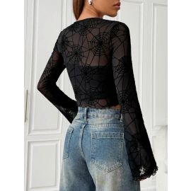 بلوزه نسائي شفافه لنمط بيوت العنكبوت