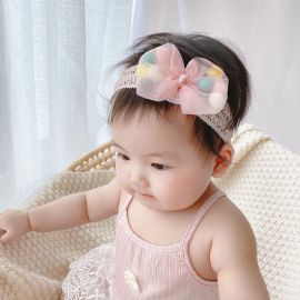 عصابة رأس بفيونكة مدمجة بكرات ملونة للفتيات الرضع / قطعتين