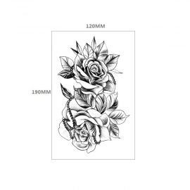 وشم مؤقت أسود اللون بشكل زهور متداخلة للنساء / 4 قطع