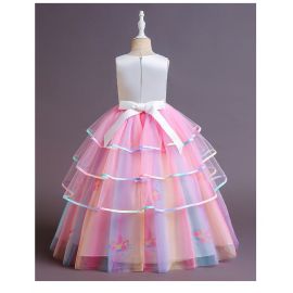 فستان بناتي طويل مزين بزهور