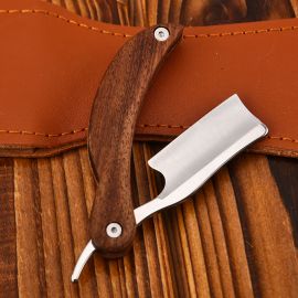 ماكينة حلاقة كلاسكية صغيرة بمقبض خشبي للرجال