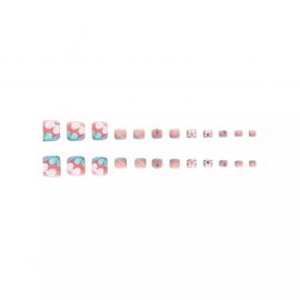 أظافر مربعة بتصميم زهور جميلة وأنيقة - 24 قطعة