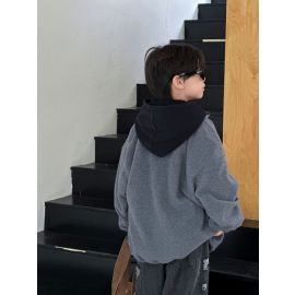 جاكت ولادي فضفاض مع غطاء للراس