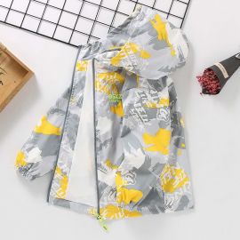 جاكت بسحاب أمامي وقبعة رأس من آلياف البوليستر للأولاد 