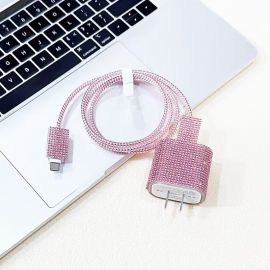 حافظة شاحن وكيبل ابل أصلي الإحساس يعطي ثبات عالي بالشحن مزين بأحجار الراين