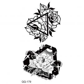 وشم مؤقت أسود بنقشات مختلفة ومتداخلة للسيدات / 4قطع 