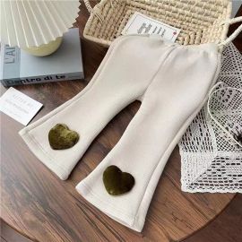 بنطلون شتوي ثقيل طويل مبطن بالفرو بنمط قلب للفتيات