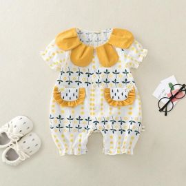 بدلة صيفي رقيق بأكمام قصيرة قابلة للتنفس من القطن للفتيات الرضع 