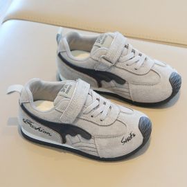 حذاء رياضي كاجوال مسطح بحبال وشريط لاصق للأطفال