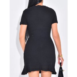 فستان نسائي قصير مزين بازرار ذهبيه