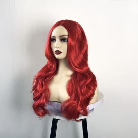 شعر مستعار طويل مجعد ومموج بللون الأحمر للسيدات 