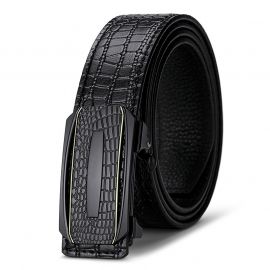 حزام جلدي رجالي بإبزيم أوتوماتيكي وبنقشة تمساح