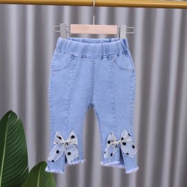 بنطلون جينز بتصميم صيفي من القطن الناعم للفتيات