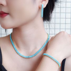 طقم اكسسوار ازرق من ثلاث قطع للنساء