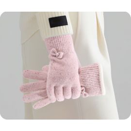 قفازات شتوية نسائية ملونة سميكة بعقدة فراشة 