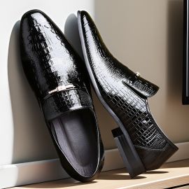 أحذية جلدية رسمية بنقشة جلد التمساح للرجال 