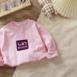 قميص أطفال جديد فضفاض برقبة مستديرة وأكمام طويلة