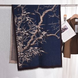 وشاح نسائي أنيق مطبوع عليه أغصان رجعية من الكشمير 