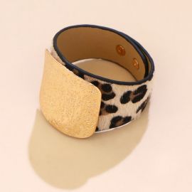 سوار دائري معدني قابل للتعديل بتصميم عتيق بطبعة جلد الفهد