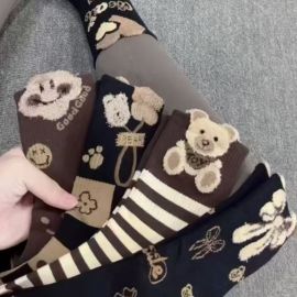 جوارب الخريف والشتاء للنساء ثلاثية الأبعاد قطنية