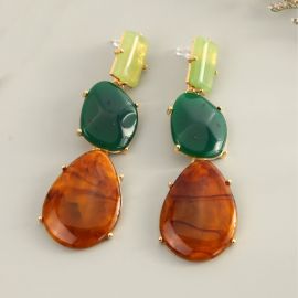 أقراط متعددة الطبقات والألوان من الراتنج اللامع للسيدات 