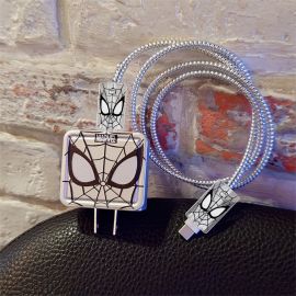 كفر لحماية الشاحن بنمط سبيدرمان متوافق مع كابل شحنiPhone" 15" 14 وiPad 18-20