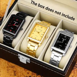  طقم ساعات رجاليه من ثلاث قطع من الفولاذ المقاوم للصدأ