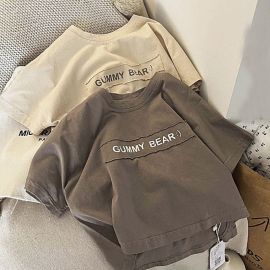 تي شيرت فضفاض بأكمام قصيرة بتصميم صيفي جديد للأطفال مصنوع من القطن الخالص الجديد للأولاد على الطراز الكوري للأطفال الصغار والمتوسطين