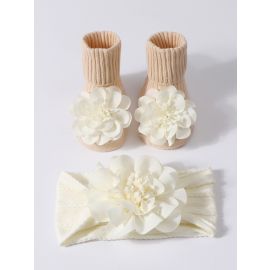 عصابة رأس مطاطية مع جوارب للفتيات حديثات الولادة 