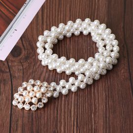 حزام الخصر اللؤلؤ ا لنسائي لتتناسب مع الفستان مرنة ناعمة