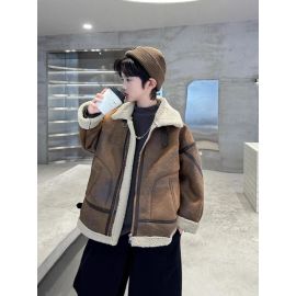 جاكت ولادي جلد مبطن بفرو