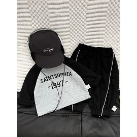 بنطال رياضي واسع بخصر مطاطي، بتصميم كاجوال للجنسين، مصنوع من قماش ناعم ، مع خطوط عاكسة جانبية 