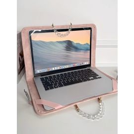 حقيبة لابتوب جلدية بطابع أنثوي أنيق وتصميم قطة لطيفه