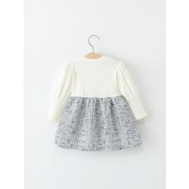 فستان بناتي باكمام طويله وازرار اماميه