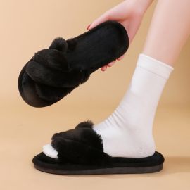 شبشب مبطّن كثيف يحبس الدفء، نعل مطاطي مانع للإنزلاق