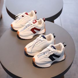 حذاء رياضي بنعل ناعم ابيض قابل للتنفس ومضاد للانزلاق للاطفال