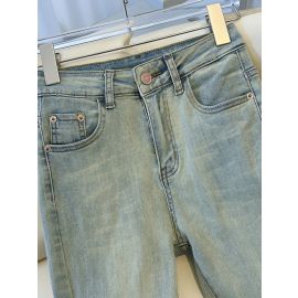 بنطلون جينز واسع قليلاً للنساء مريح صديق للبشرة